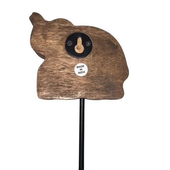 Hand Carved Wooden Elephant Wall Hook Coat Hanger Dark Brown White Decorative - Picture 3 of 6